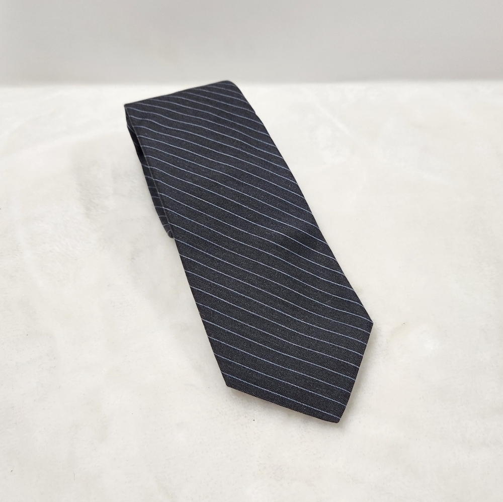 Michael Kors Silk Black With Blue Pinstripe Necktie Tie